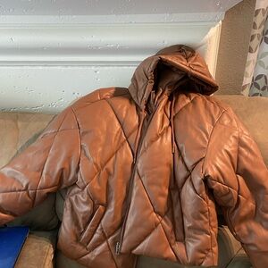 Faux leather puffer jackets